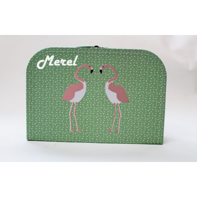 Flamingo koffer met naam Flamingo koffer met naam